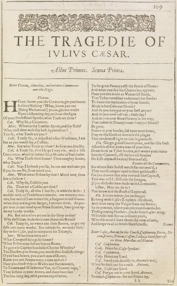 First Folio: Tragedy of Julius Caesar