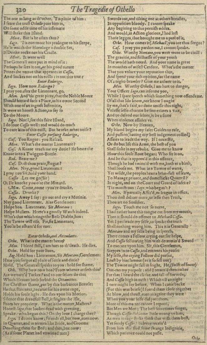 First Folio: Othello.